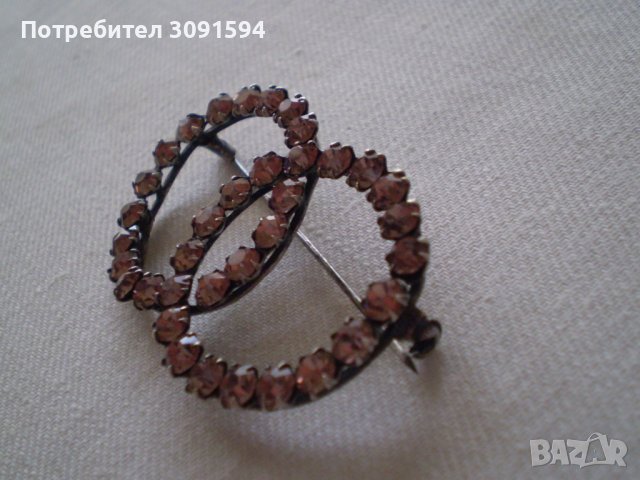 Дамска брошка  с кристали и сребърно покритие, снимка 2 - Антикварни и старинни предмети - 36648883