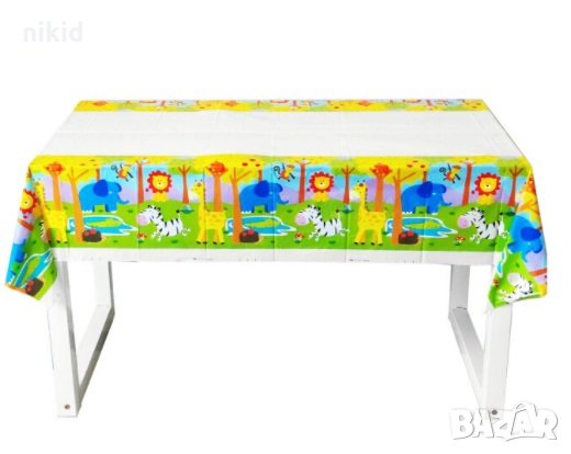 Пъстри животни Джунгла Сафари Зоо Диви найлонова покривка за парти рожден ден