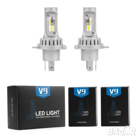 V9 LED крушки H1 H3 H4 HB3 HB4 без вентилатор 6000K, снимка 5 - Аксесоари и консумативи - 48855749