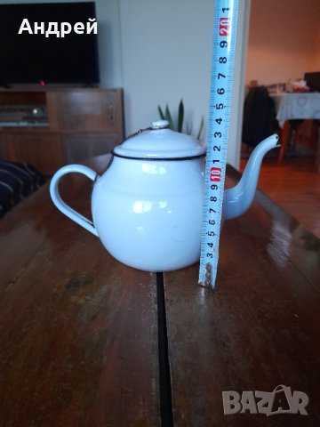 Стар емайлиран чайник #55, снимка 3 - Антикварни и старинни предмети - 43398684