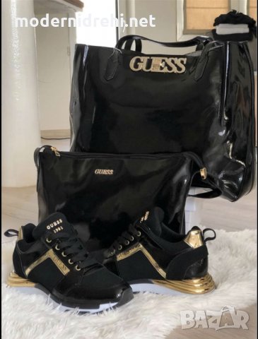 Дамска чанта и спортни обувки Guess черни , снимка 1 - Дамски ежедневни обувки - 29049214