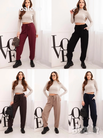 Елегантни дамски панталони с висока талия и връзка на талията, 5цвята 