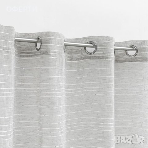  Перде Декоративно сиво с бели ивици и сребърни пайети 140x260см, снимка 2 - Пердета и завеси - 43959431
