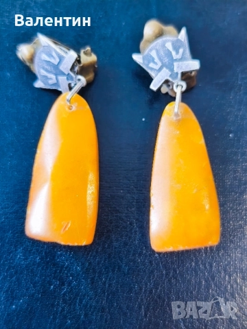 Кехлибарени обеци, снимка 4 - Антикварни и старинни предмети - 52360841