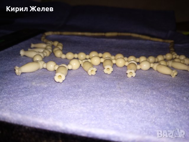 СЛОНОВА КОСТ Старо КОЛИЕ ОГЪРЛИЦА ИЗКЛЮЧИТЕЛНО ФИНА РЪЧНА МАЙСТОРСКА ИЗРАБОТКА РЕТРО АРТ БИЖУ 34720, снимка 4 - Антикварни и старинни предмети - 39140227