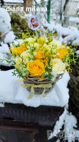 Кашпа с рози от пластичен сапун!!, снимка 6 - Декорация за дома - 53324601