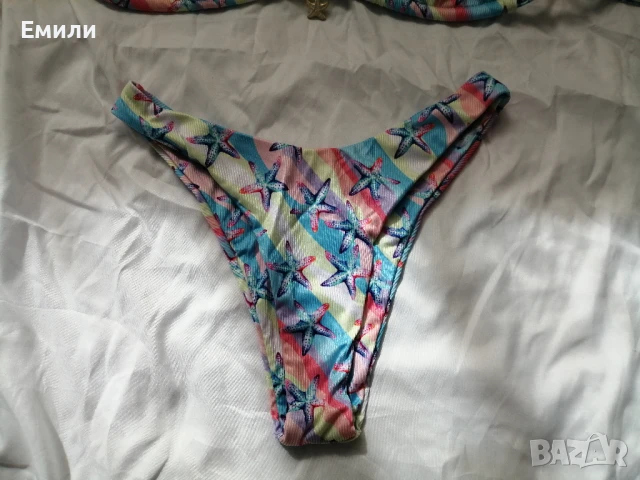 Нов комплект цветен дамски бански от две части с принт морски звезди р-р XS, S, M, L, снимка 7 - Бански костюми - 50899807