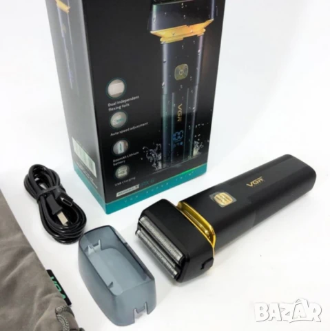 Безжична електрическа самобръсначка VGR V-355 с LED д-исплей, IPX6 водоустойчивост и бързо зареждане