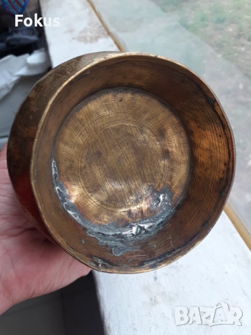 Стара бронзова халба, чаша, кана, снимка 5 - Антикварни и старинни предмети - 53384827