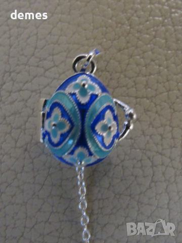 Фино дамско колие с висулка- Яйце Фаберже, ново, снимка 3 - Колиета, медальони, синджири - 53089176