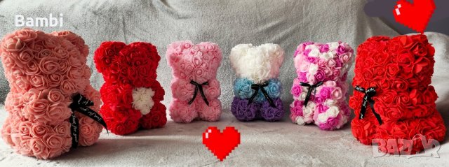 Мече от рози за рожден ден, имен ден, 8 март, 14 февруари , снимка 2 - Други - 43909031