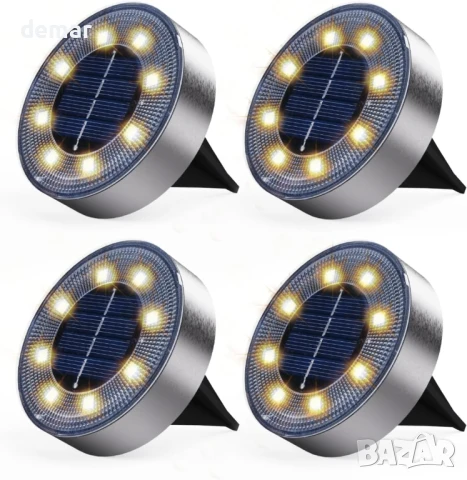 SEEMAIL Соларни земни лампи за външен монтаж, IP68, 8 LED, 4 броя