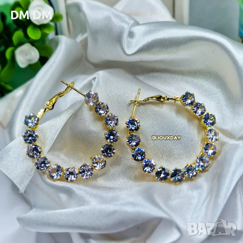 Crystal Circle Hoops – дамски обеци с кристали ✨с позлата