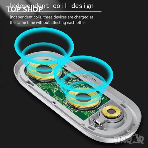 15W Безжична зарядна станция,5in1 QI Fast Charging,IPhone,Smartwatch,Apple,Airpods, снимка 7 - Безжични зарядни - 49308732