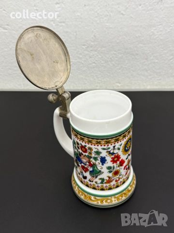 Порцеланова халба с цинков капак. №7605, снимка 6 - Антикварни и старинни предмети - 52373140