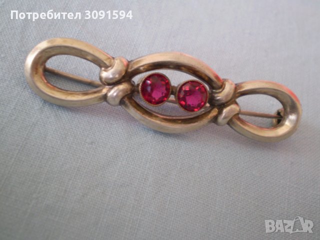 сребърна брошка с рубини арт деко 1930г, снимка 9 - Антикварни и старинни предмети - 36891908