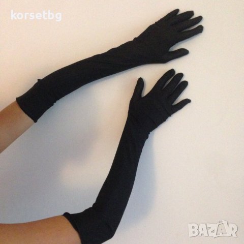 Дълги черни ръкавици 25161-L, снимка 4 - Ръкавици - 37370608