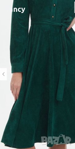 Зелена рокля имитация на велур, снимка 6 - Рокли - 44119803