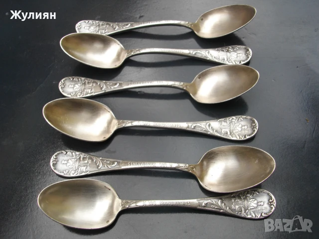 КОМПЛЕКТ ПОСРЕБРЕНИ ЛЪЖИЧКИ ЗА КАФЕ CHRISTOFLE A LOS MANDARINES 