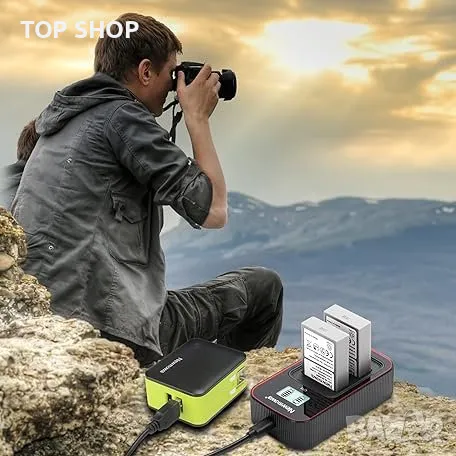 Комплект батерии 2200 mAh и смарт зарядна станция за Olympus от Newmowa BLS-5 , снимка 2 - Батерии, зарядни - 48510925