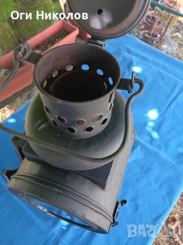 Старинен голям транспортен газов фенер, снимка 6 - Антикварни и старинни предмети - 51372068