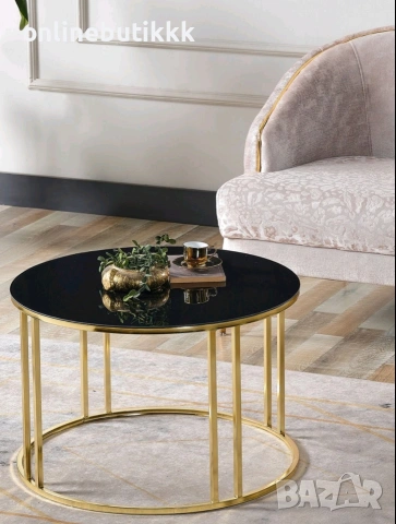 Стъклена холна маса / комплект 3 бр. – модерни декоративни масички, снимка 2 - Маси - 53483516