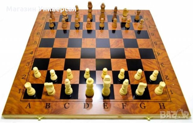 Дъска за шах, дъска за табла, голяма 48х48см, дървена шахматна дъска за табла и дама, Шахмат, Игра