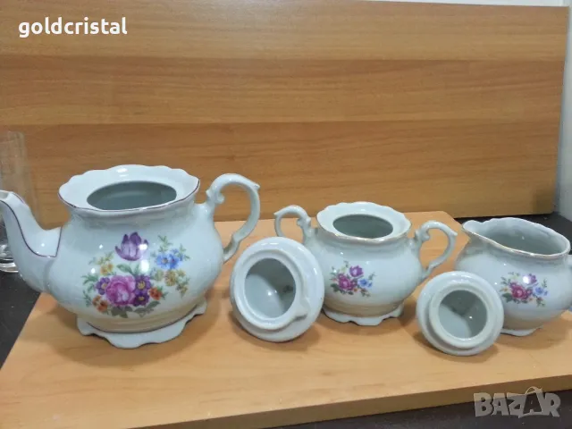 Стар български порцелан барок чайник захарница латиера , снимка 6 - Антикварни и старинни предмети - 49426985