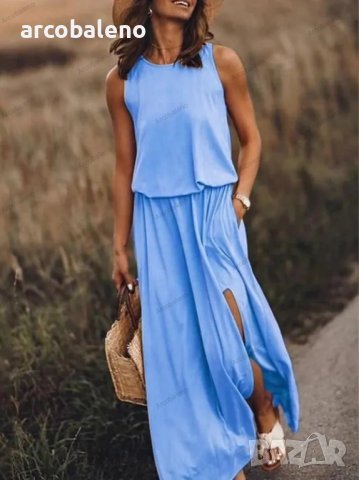 Дамска рокля без ръкави с обло деколте, 10цвята, снимка 4 - Рокли - 40762101