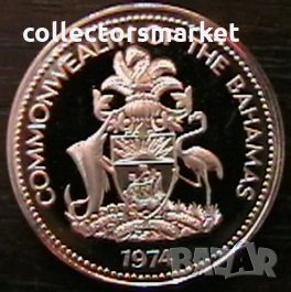 25 цента 1974 PROOF, Бахамски острови, снимка 2 - Нумизматика и бонистика - 35261184