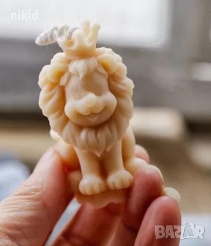 3D Лъв с корона цилиндър силиконов молд форма калъп фондан гипс смола шоколад свещ сапун, снимка 2 - Форми - 37288958