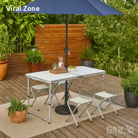 Комплект сгъваема алуминиева маса с 4 стола , снимка 10 - Къмпинг мебели - 53080643