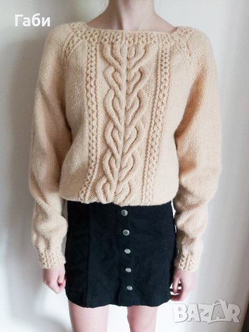 Ръчно плетен пуловер с аранови елементи , снимка 11 - Блузи с дълъг ръкав и пуловери - 23873451