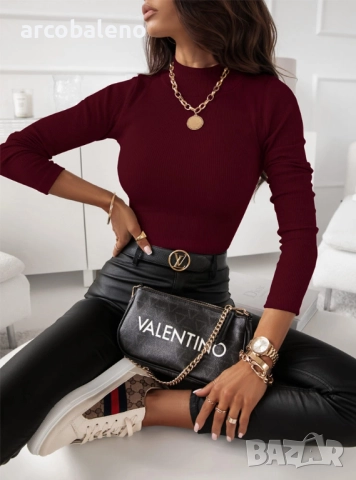 Дамска оребрена блуза с поло яка Arelikaa, 6цвята , снимка 7 - Блузи с дълъг ръкав и пуловери - 51772946