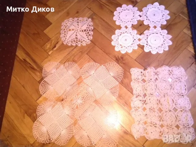 Покривки плетени на една кука 4 броя, снимка 3 - Покривки за маси - 49680437