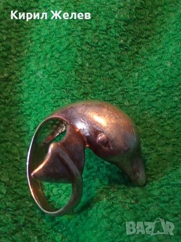 РЪЧНА АВТОРСКА ХУДОЖЕСТВЕНА БИЖУТЕРСКА МАЙСТОРСКА ИЗРАБОТКА МАРКОВО СРЕБРО 925 ПРЪСТЕН ДЕЛФИН 40636, снимка 2 - Пръстени - 42600263