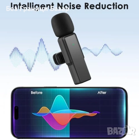 Нов Безжичен лавалиерен микрофон 2 броя за iPhone Android USB-C Lightning, снимка 6 - Микрофони - 53280290