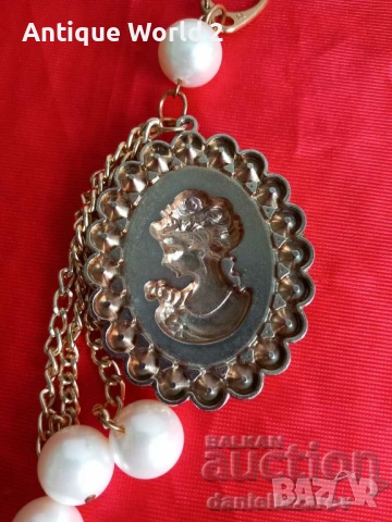 Голяма Висулка КАМЕЯ с Перли, снимка 6 - Антикварни и старинни предмети - 53227711