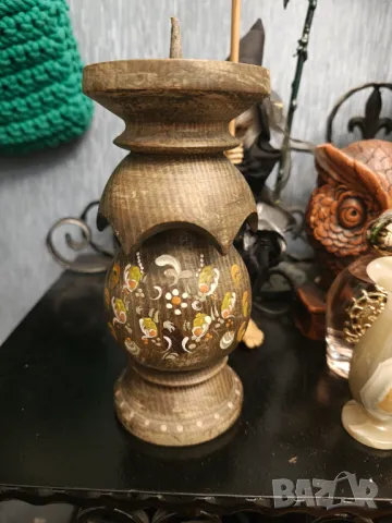 Руски ръчно изработен свещник дърво