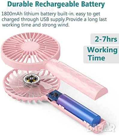 Нови 2 броя Преносим вентилатор за дом, офис, пътуване къмпинг с USB Акумулаторен, снимка 4 - Други стоки за дома - 40773974