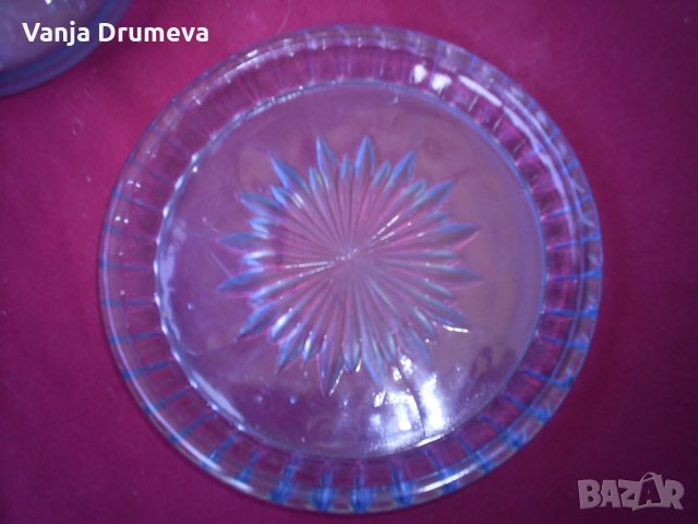 стъклена кана от 80-те г. с подложка - неизползвана, снимка 5 - Аксесоари за кухня - 38318015