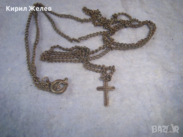 МИНИАТЮРНО СТАРО СРЕБЪРНО КРЪСТЧЕ СРЕБРО 950 с ПОСРЕБРЕНО СТОМАНЕНО ЗДРАВО СИНДЖИРЧЕ 12660, снимка 4 - Антикварни и старинни предмети - 36928689