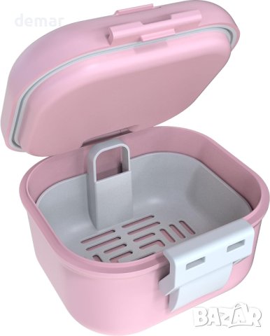 ARGOMAX Преносима кутия  за зъбни протези с цедка (розово + бяло), снимка 2 - Други стоки за дома - 43945150