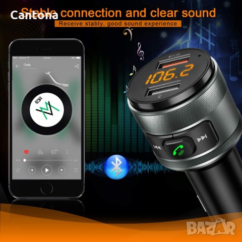 FM трансмитер Bluetooth 5.0, QC 3.0, ВОЛТМЕТЪР, MP3, 2 x USB, снимка 2 - Аксесоари и консумативи - 34753204