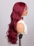 Тъмно червена бордо вълнообразна перука на път с дантела 13*4*1, снимка 4