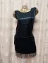 S/M Черна,къса  рокля с пайети и ресни, снимка 3