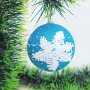 3383 Блестяща коледна топка за елха с декорация снежинка, 8 см, снимка 5