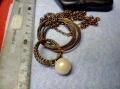 СТИЛНА БРОНЗИРАНА ПЕРЛЕН ТИП ВИНТИДЖ АРТ ОГЪРЛИЦА КОЛИЕ 49818, снимка 5
