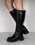 Ботуши на платформа - черна кожа - BSX10, снимка 2