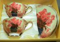 Луксозен порцелан чаши за кафе с букет цветя, снимка 11